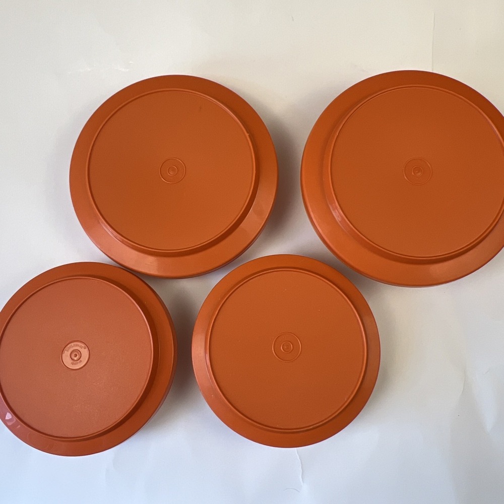 Vintage Tupperware Stack Cooker Set 4 Piece Burnt Orange Microwave Cookware 1583
